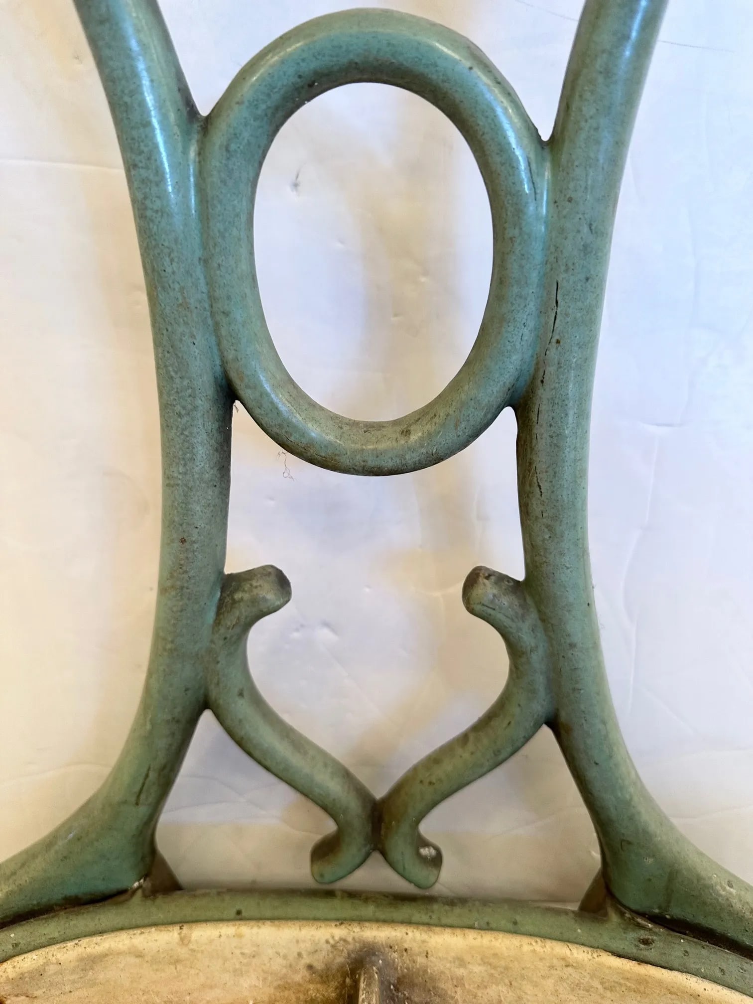 French Enamel Celedon Green Iron Umbrella Stand - 6