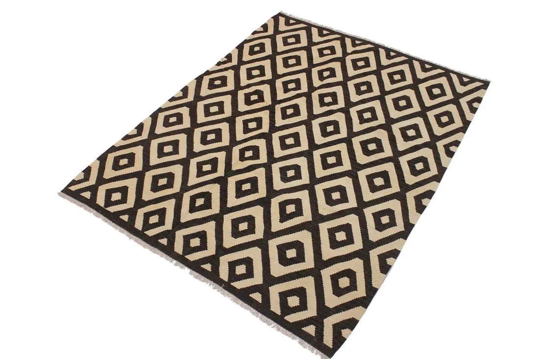 Modern Bauhaus Kilim Hand-Woven Wool Rug -5'10'' * 7'7'' - 2