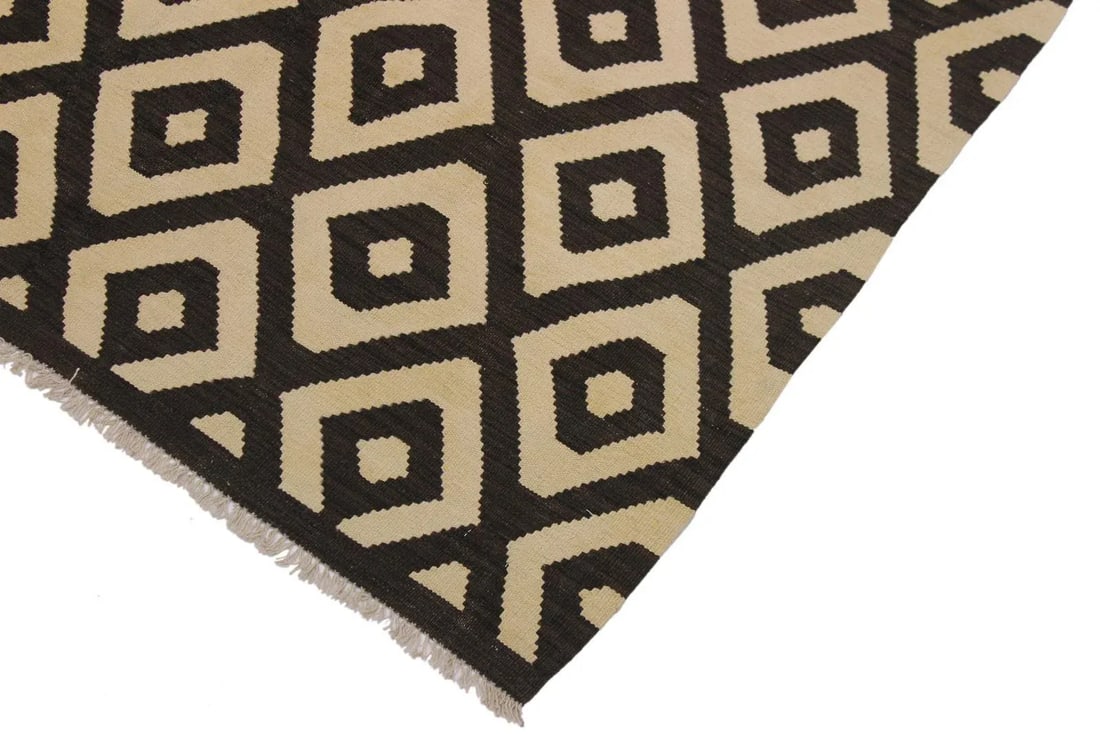 Modern Bauhaus Kilim Hand-Woven Wool Rug -5'10'' * 7'7'' - 3