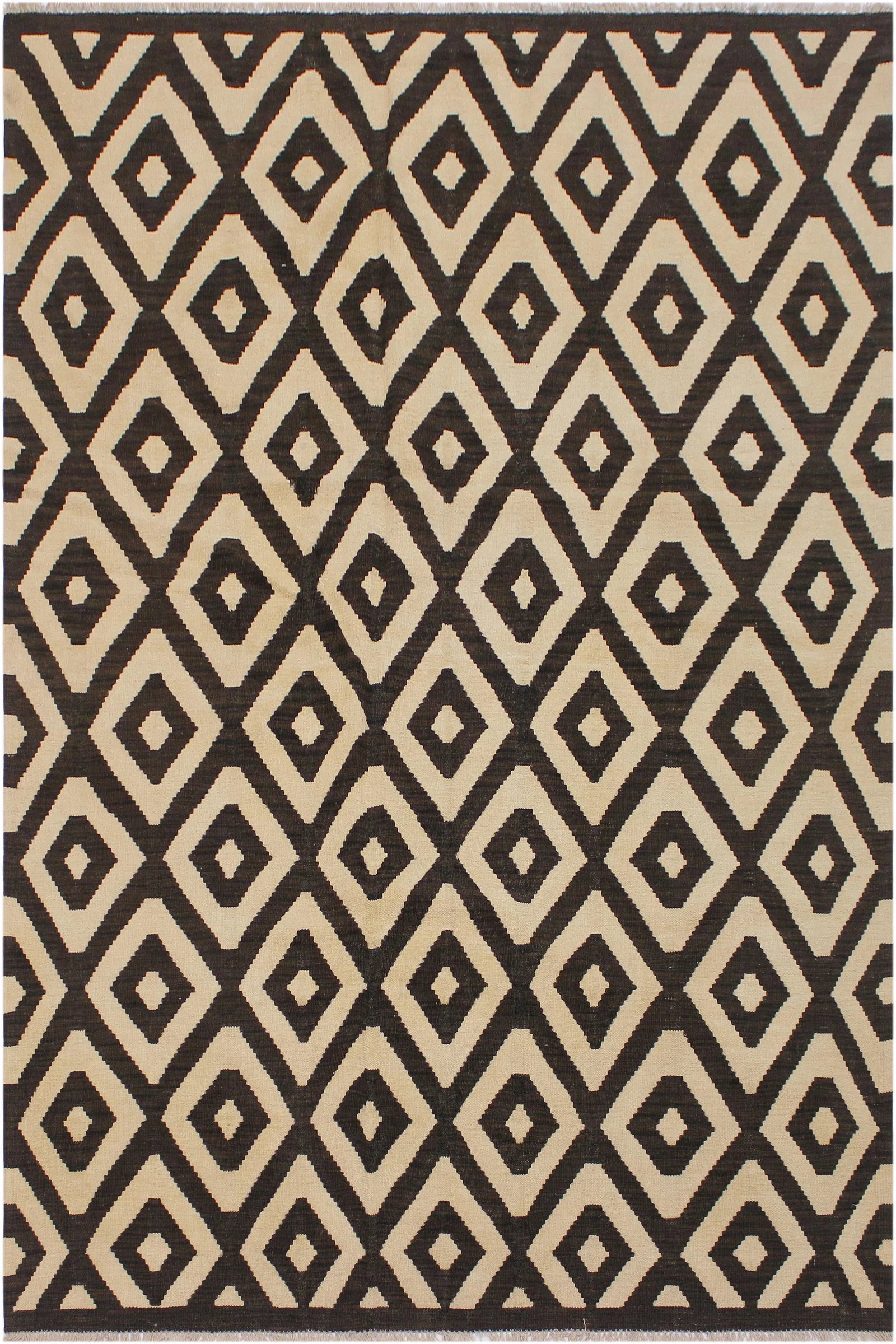 Modern Bauhaus Kilim Hand-Woven Wool Rug -5'10'' * 7'7'' - 8