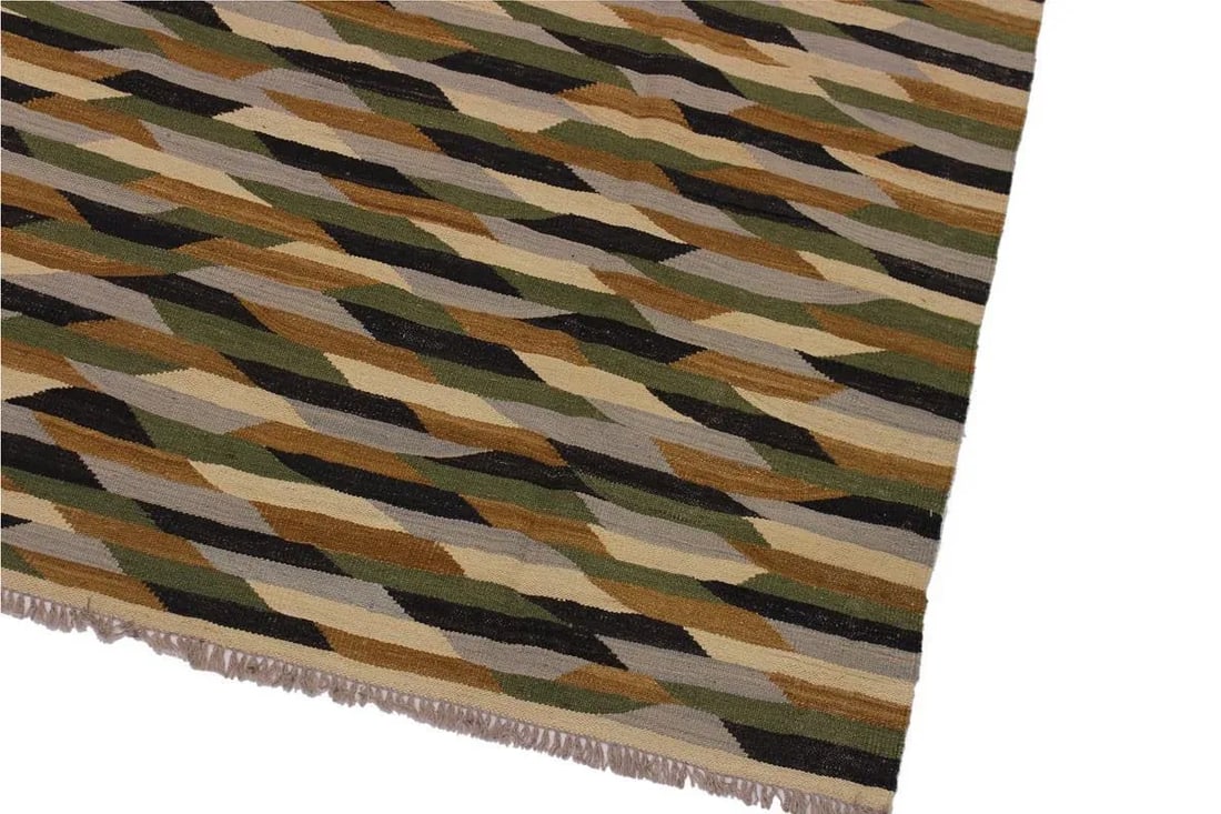 1990s Abstract Kilim Hand-Woven Wool Rug - 5'11'' * 8'2'' - 2