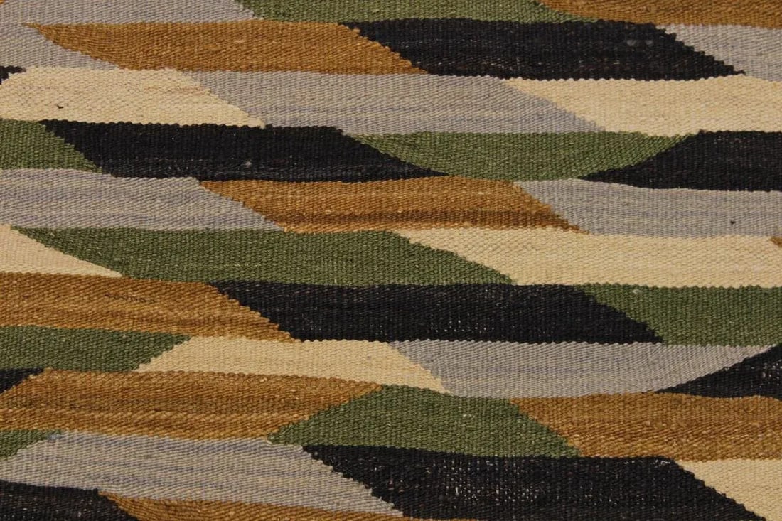 1990s Abstract Kilim Hand-Woven Wool Rug - 5'11'' * 8'2'' - 5