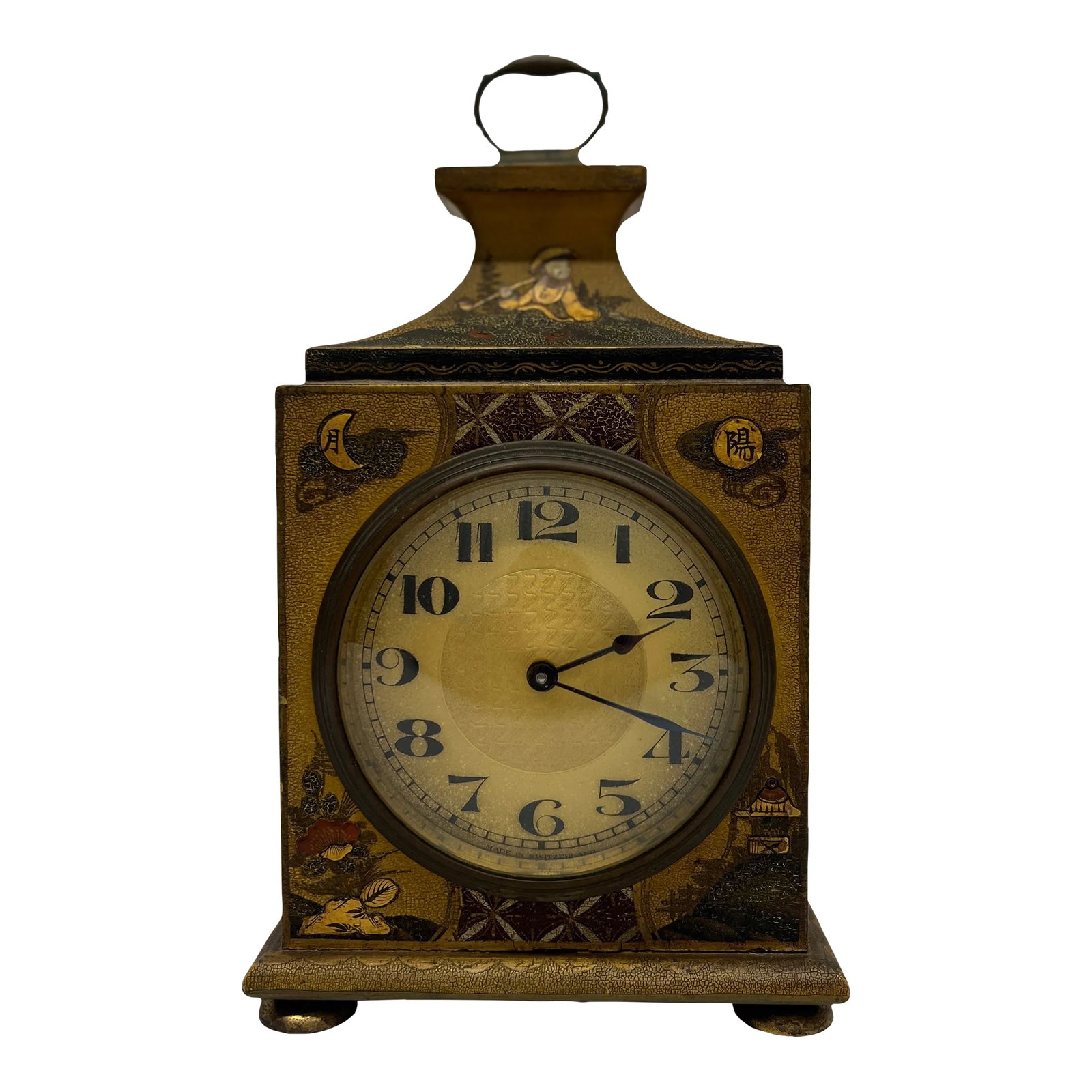 Shreve Crump & Low Boston Chinoiserie Decorated Tole Mantel Clock - Swiss Mov't (1 of 8)