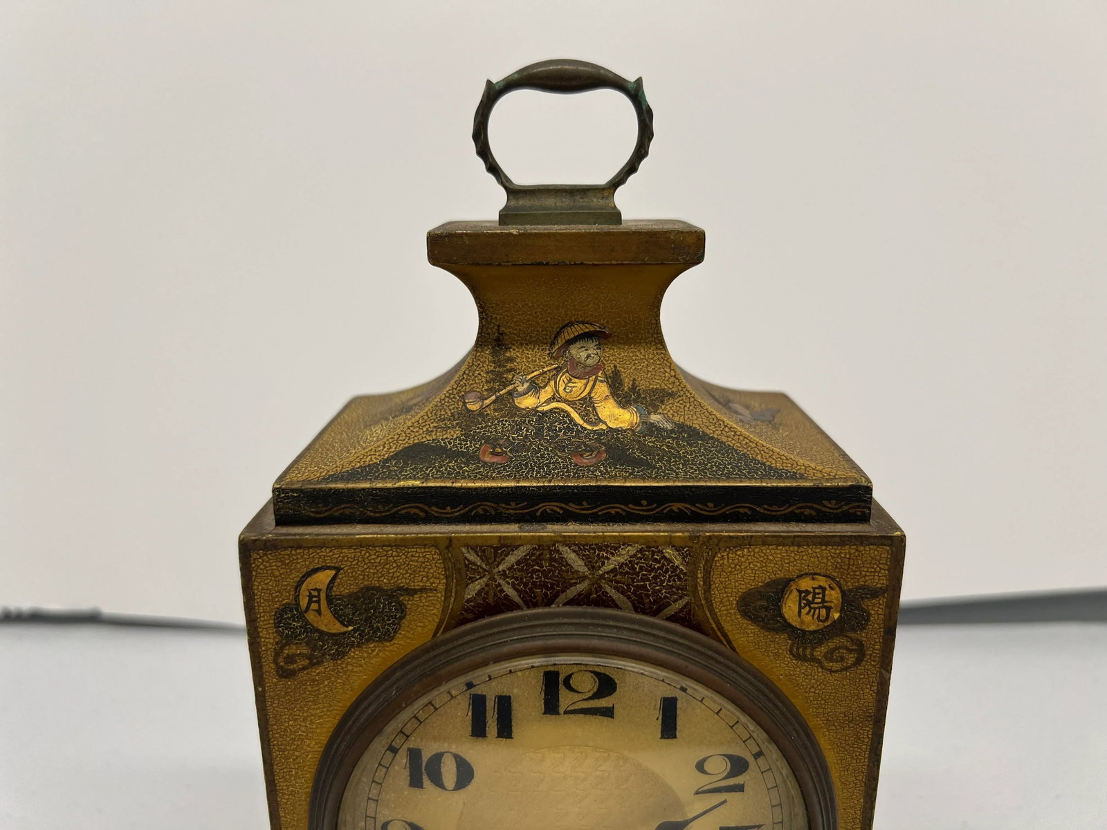 Shreve Crump & Low Boston Chinoiserie Decorated Tole Mantel Clock - Swiss Mov't - 2