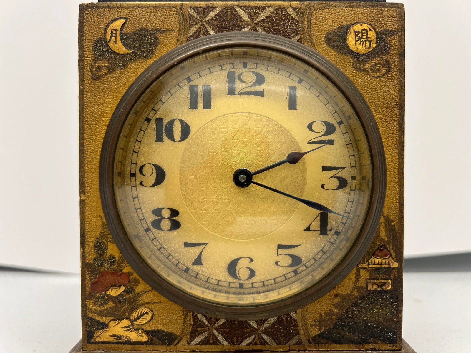 Shreve Crump & Low Boston Chinoiserie Decorated Tole Mantel Clock - Swiss Mov't - 3