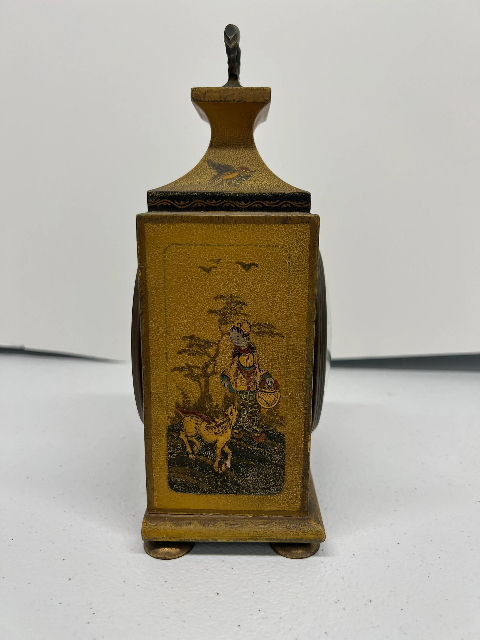 Shreve Crump & Low Boston Chinoiserie Decorated Tole Mantel Clock - Swiss Mov't - 5