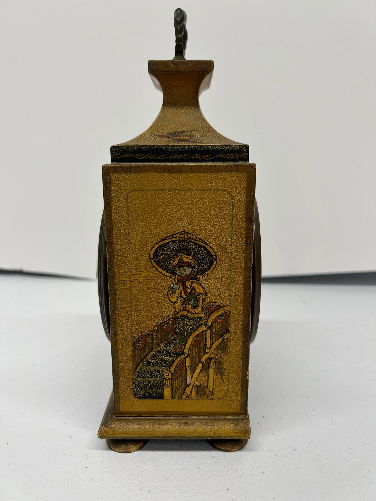 Shreve Crump & Low Boston Chinoiserie Decorated Tole Mantel Clock - Swiss Mov't - 6