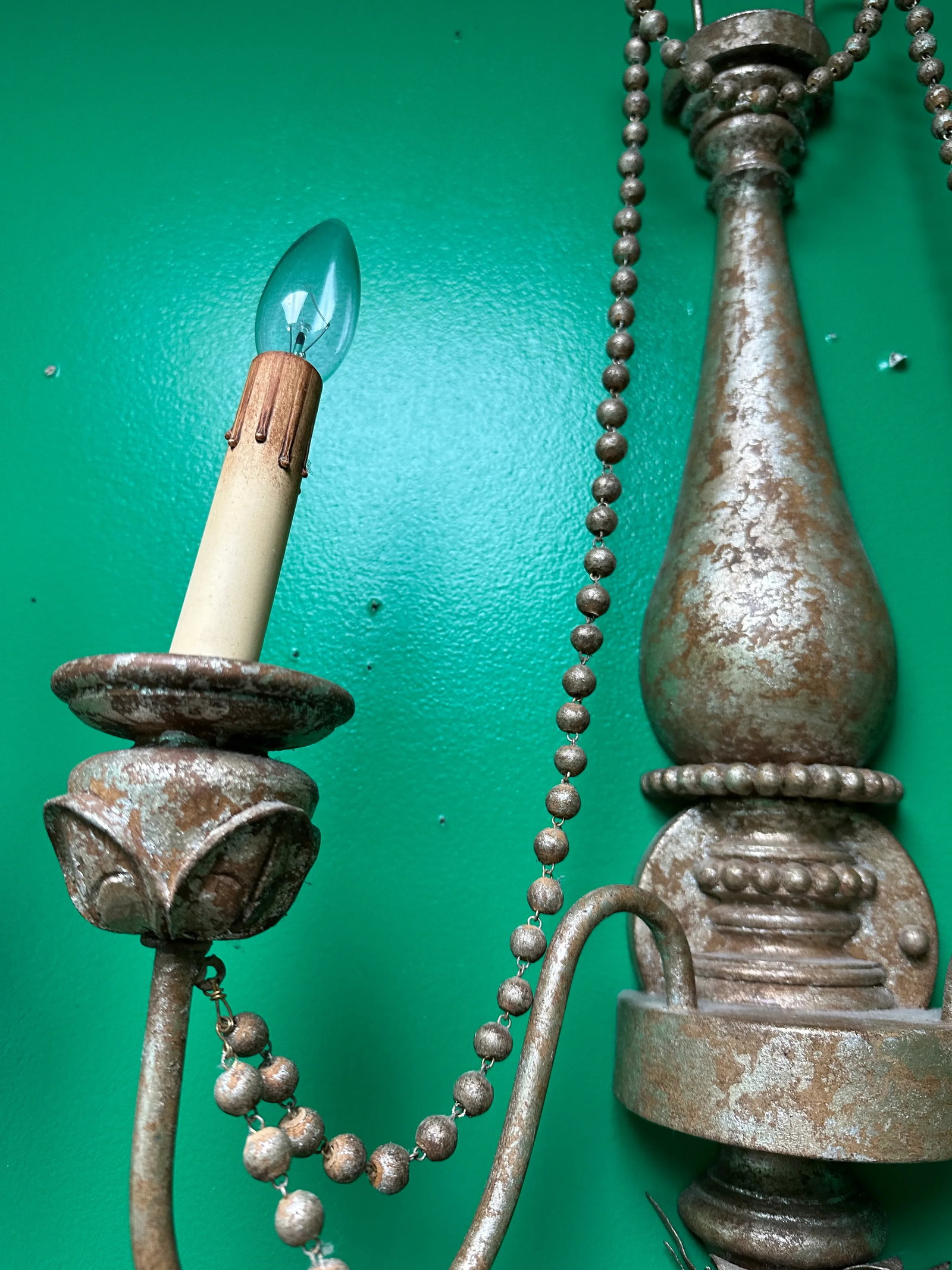 1970s Beaded Wall Sconces - a Pair - 5