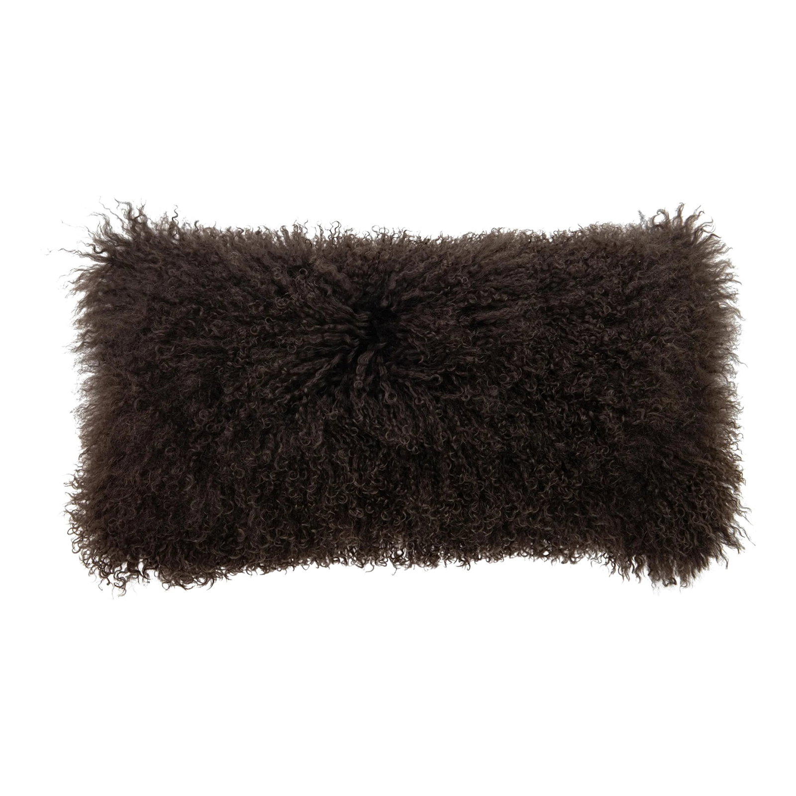 Modern Mongolian Lamb Fur Single Side Pillow in Light Brown: Enhance your home decor with the Modern Mongolian Lamb Fur Single Side Pillow. Designed with meticulous care and crafted from luxurious materials, this hand-made 12" x 24" pillow features a sleek, sol