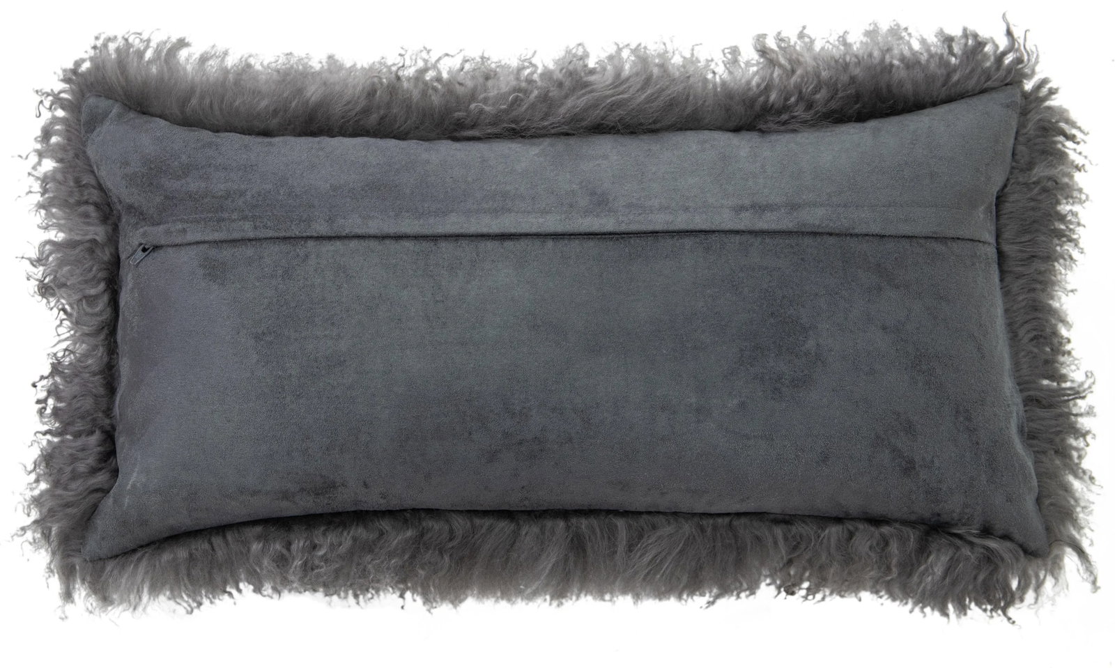 Modern Mongolian Lamb Fur Single Side Pillow in Gray - 3
