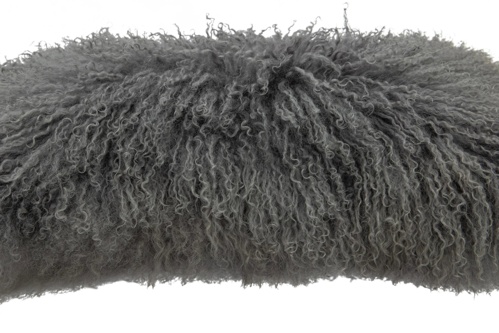 Modern Mongolian Lamb Fur Single Side Pillow in Gray - 4