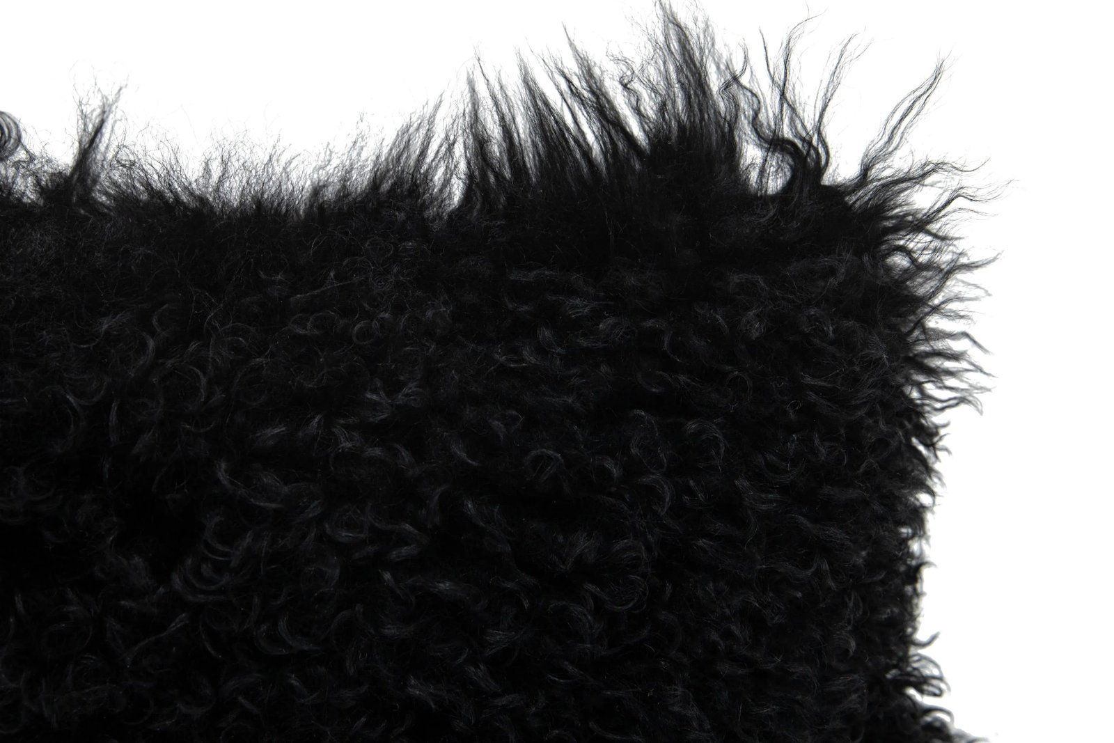 Modern Mongolian Lamb Fur Single Side Pillow in Black - 2