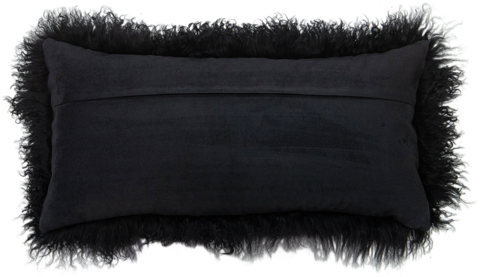 Modern Mongolian Lamb Fur Single Side Pillow in Black - 3