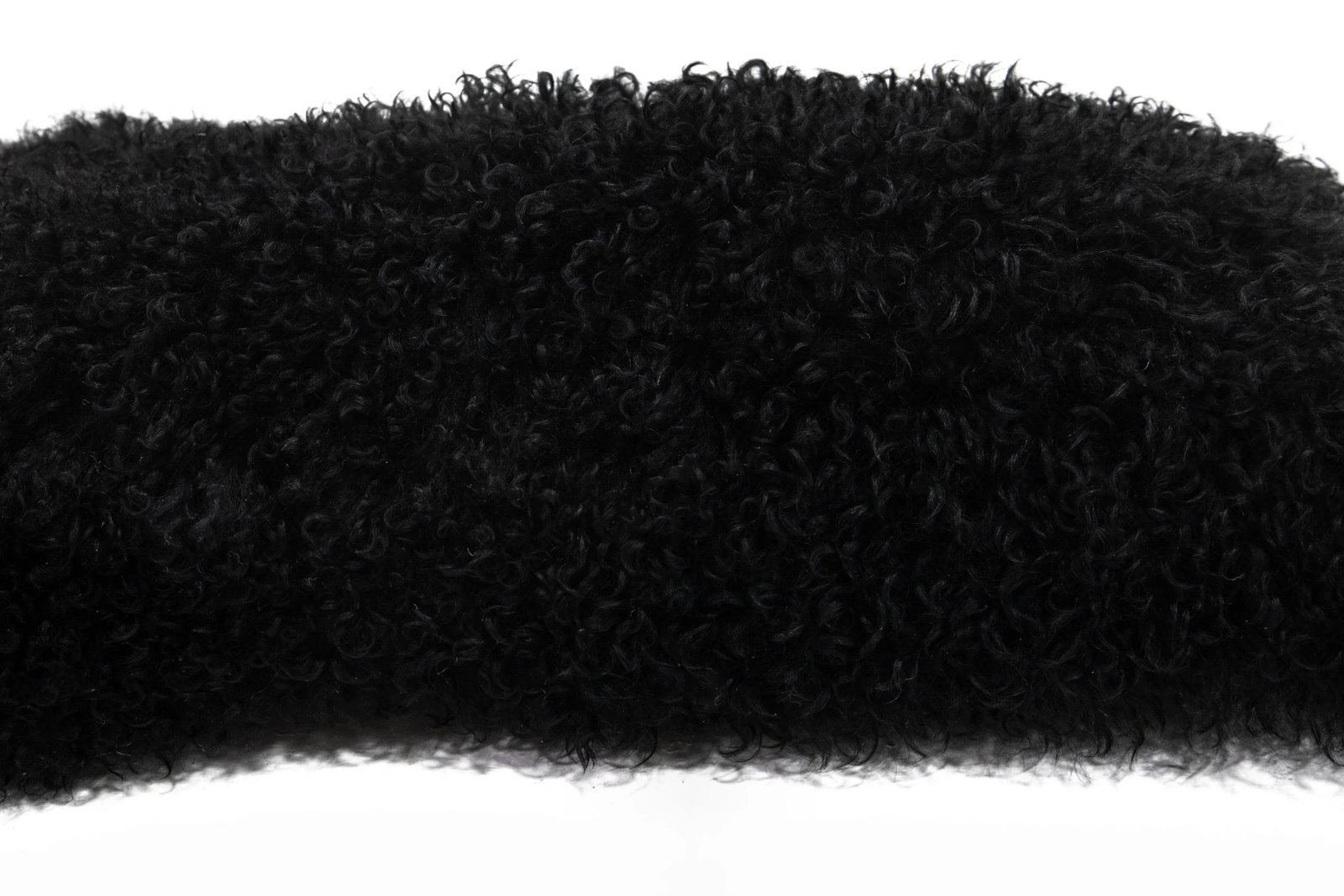 Modern Mongolian Lamb Fur Single Side Pillow in Black - 4