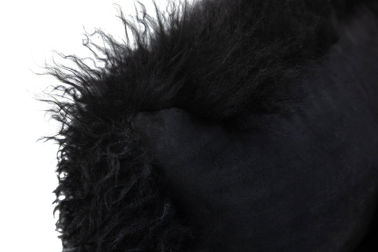 Modern Mongolian Lamb Fur Single Side Pillow in Black - 5