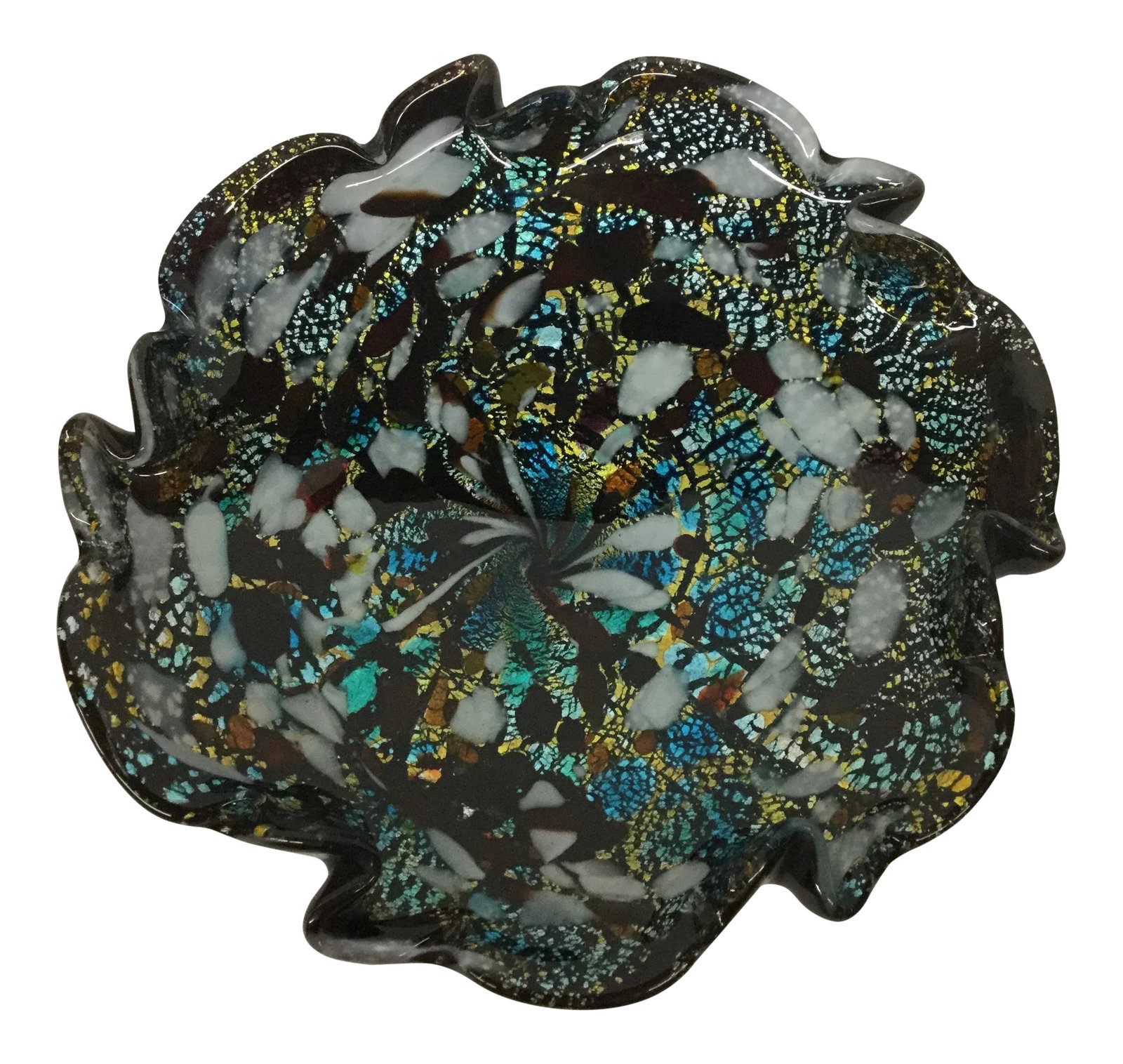 Artisan Hand Formed Glass Plate: Beautiful glass bowl in free form shape. Artisan hand crafted and in perfect condition. The colors are amazing. It's heavy and gift worthy indeed. Condition: Alterations: Original Condition Unaltered 