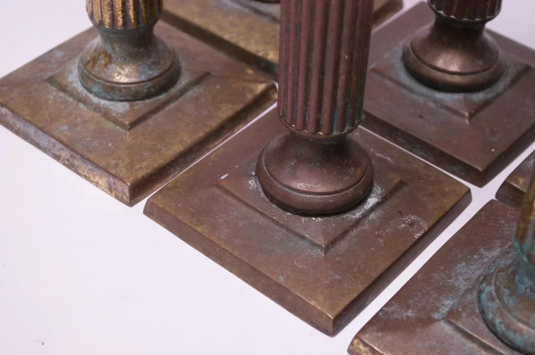 Vintage Patinated Brass Candlesticks - Set of 6 - 11