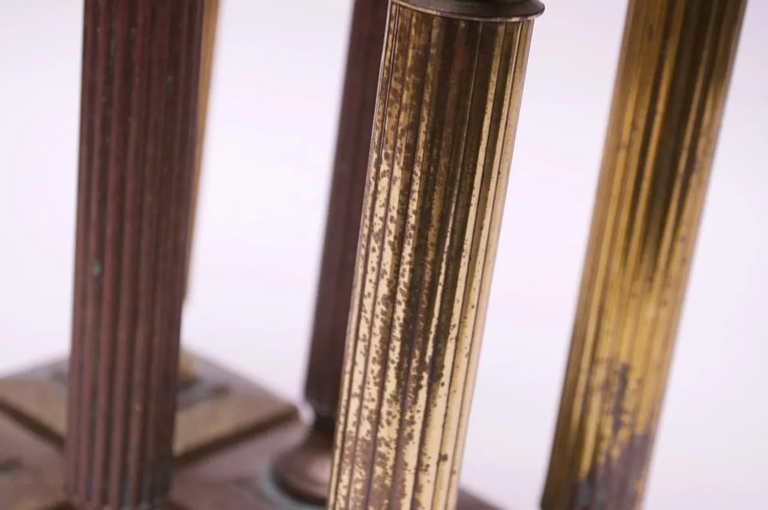 Vintage Patinated Brass Candlesticks - Set of 6 - 4
