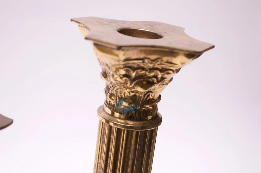 Vintage Patinated Brass Candlesticks - Set of 6 - 5