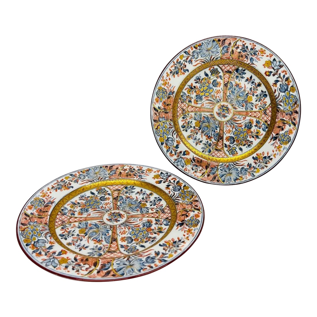 Pair, 19th Century Wedgwood "Ningpo Gold" Pattern Dinner Plates: Pair, 19th Century Wedgwood "Ningpo Gold" Pattern Dinner Plates. John Mortlock, Oxford St London W Registered 1740 Mark to verso. Condition: Alterations: Original Condition Unaltered Imperfections: