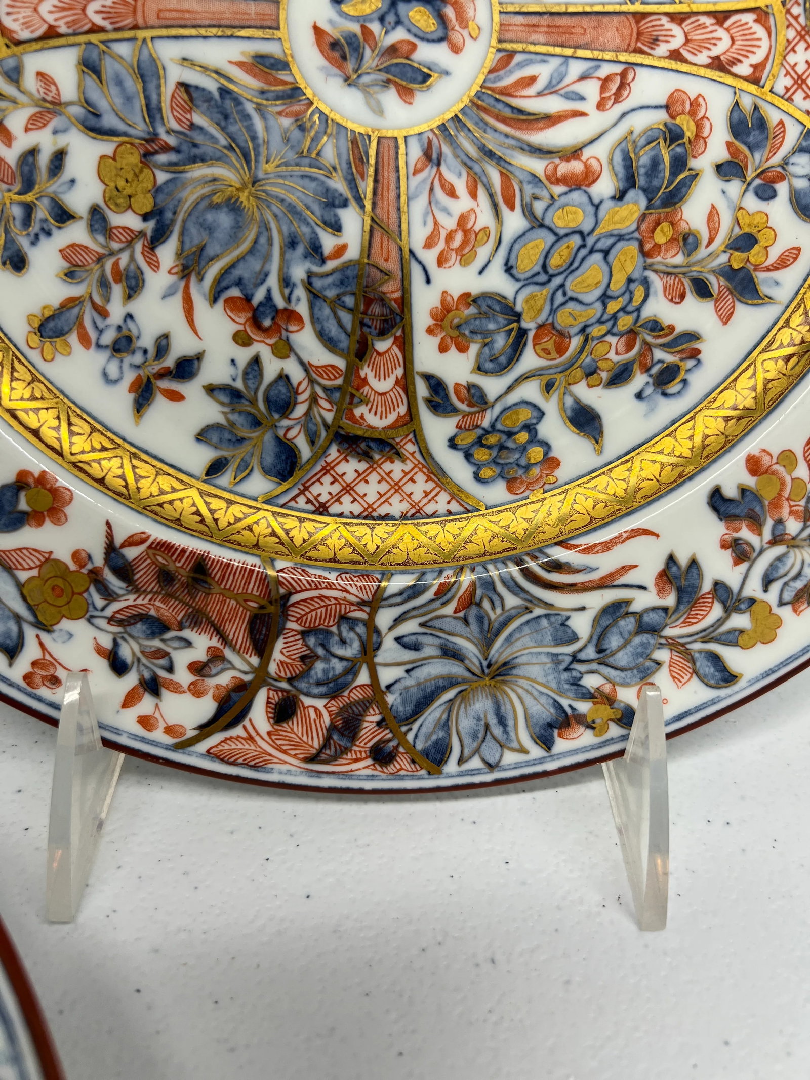 Pair, 19th Century Wedgwood "Ningpo Gold" Pattern Dinner Plates - 6