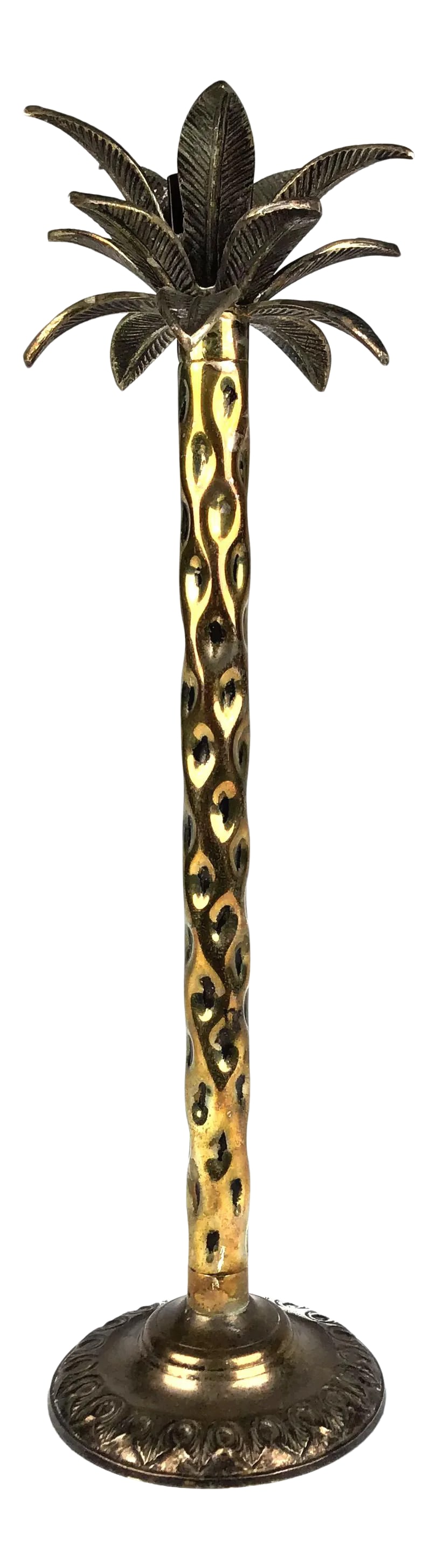 Tall Vintage Brass Nickel Plated Palm Tree Candle Holder (1 of 11)