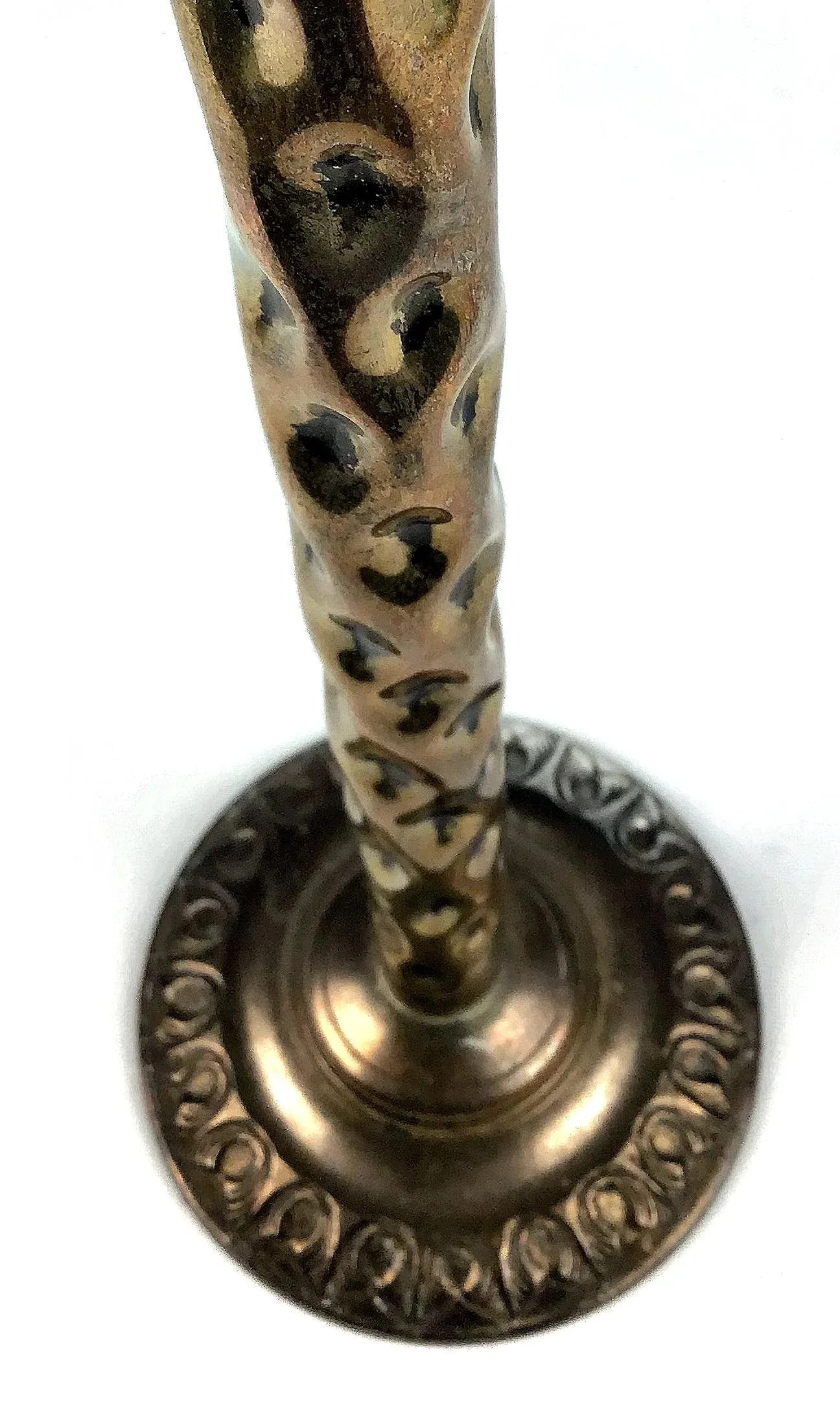 Tall Vintage Brass Nickel Plated Palm Tree Candle Holder - 7