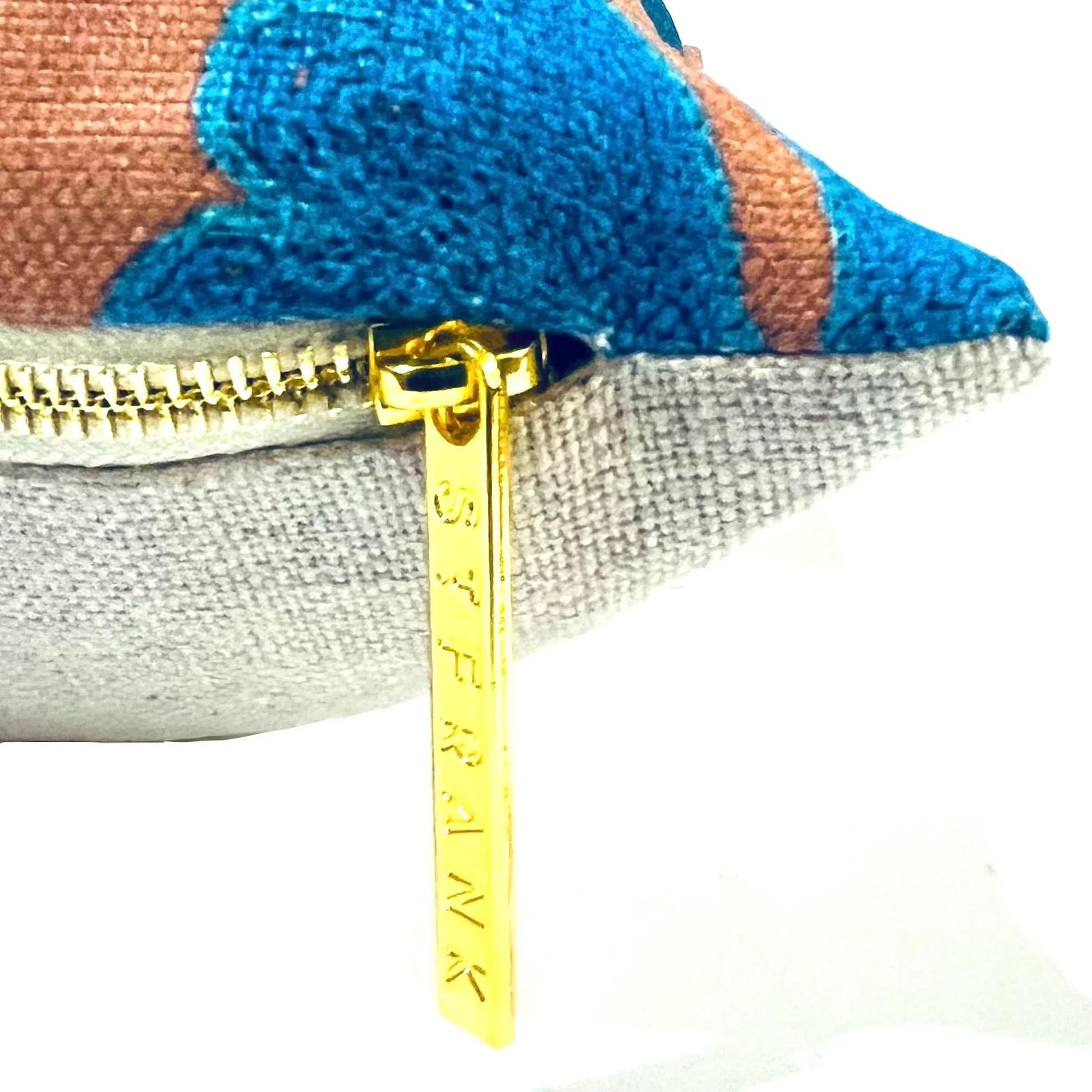 Cerulean Blue on Tan Suzani Pillow - Down Filled - 10