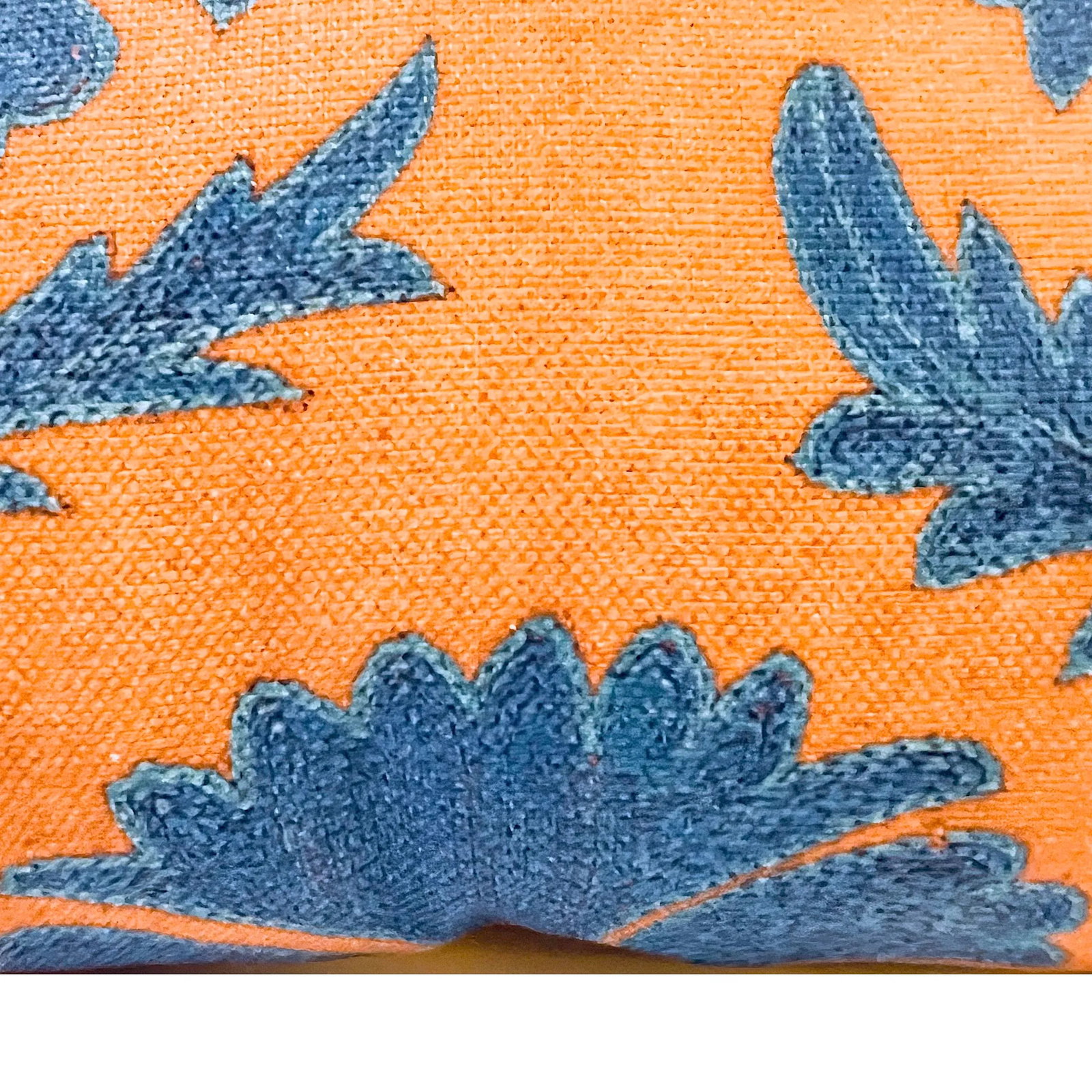 Cerulean Blue on Tan Suzani Pillow - Down Filled - 8