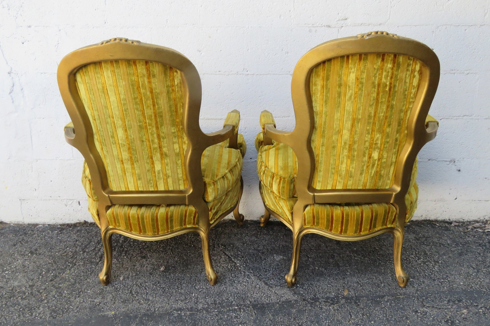Modernage French Painted Gold Large Side Accent Chairs a Pair - 3