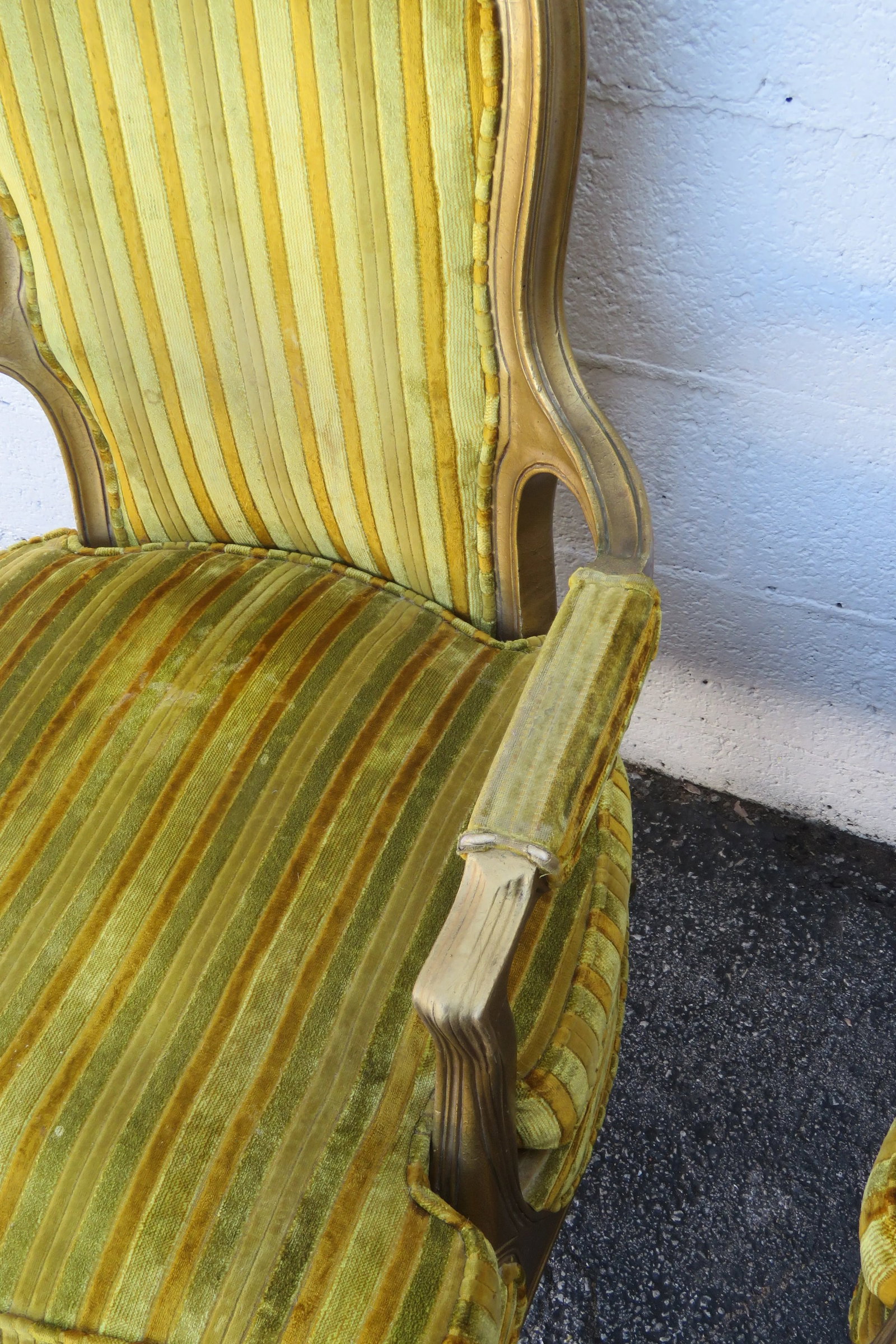 Modernage French Painted Gold Large Side Accent Chairs a Pair - 5