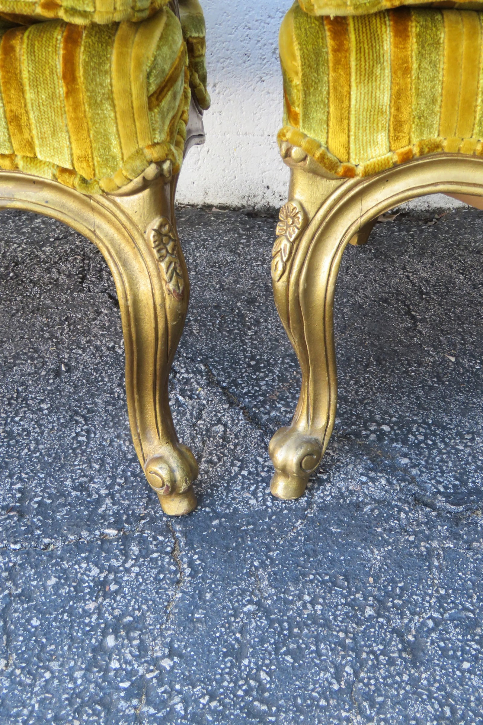Modernage French Painted Gold Large Side Accent Chairs a Pair - 6