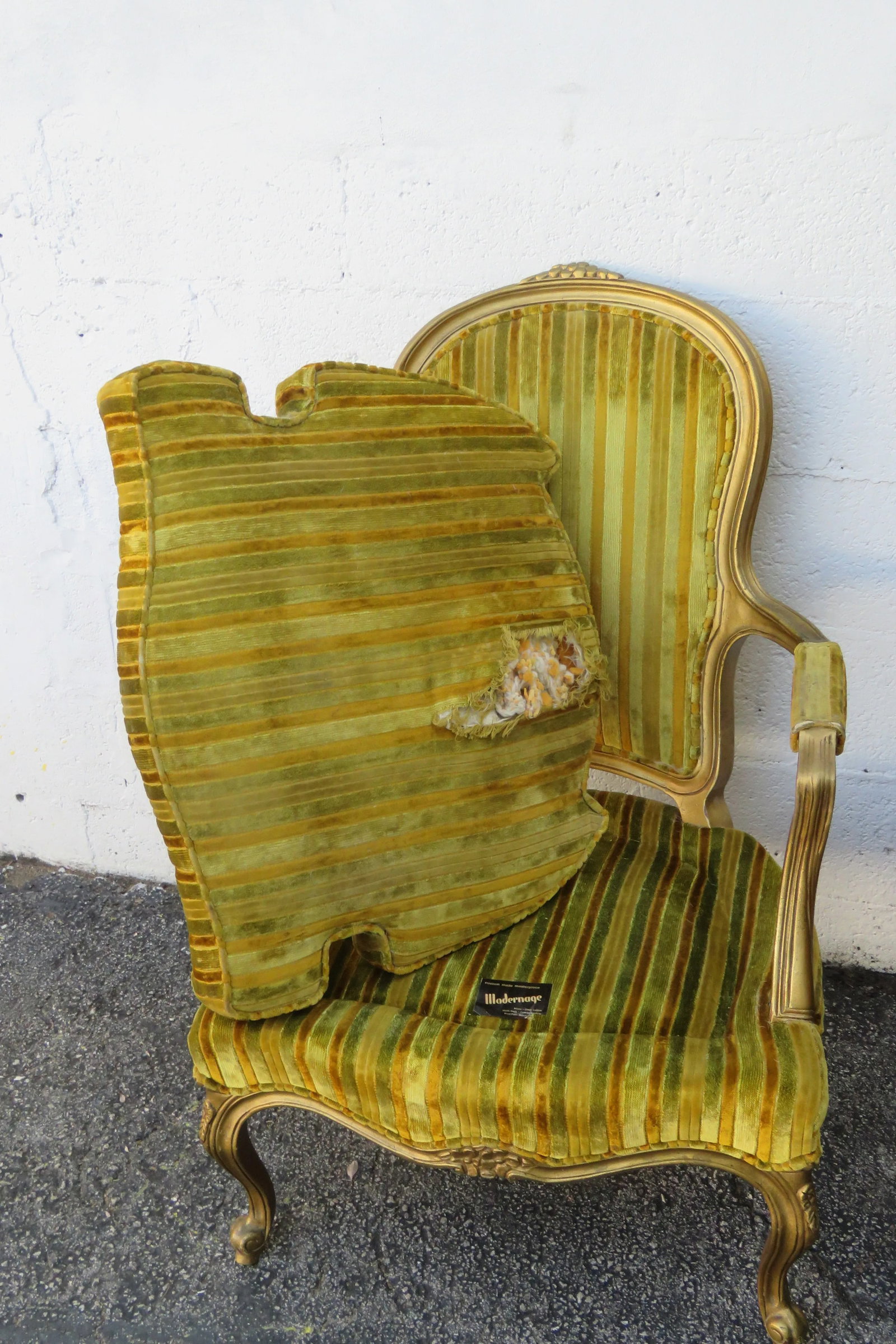 Modernage French Painted Gold Large Side Accent Chairs a Pair - 8