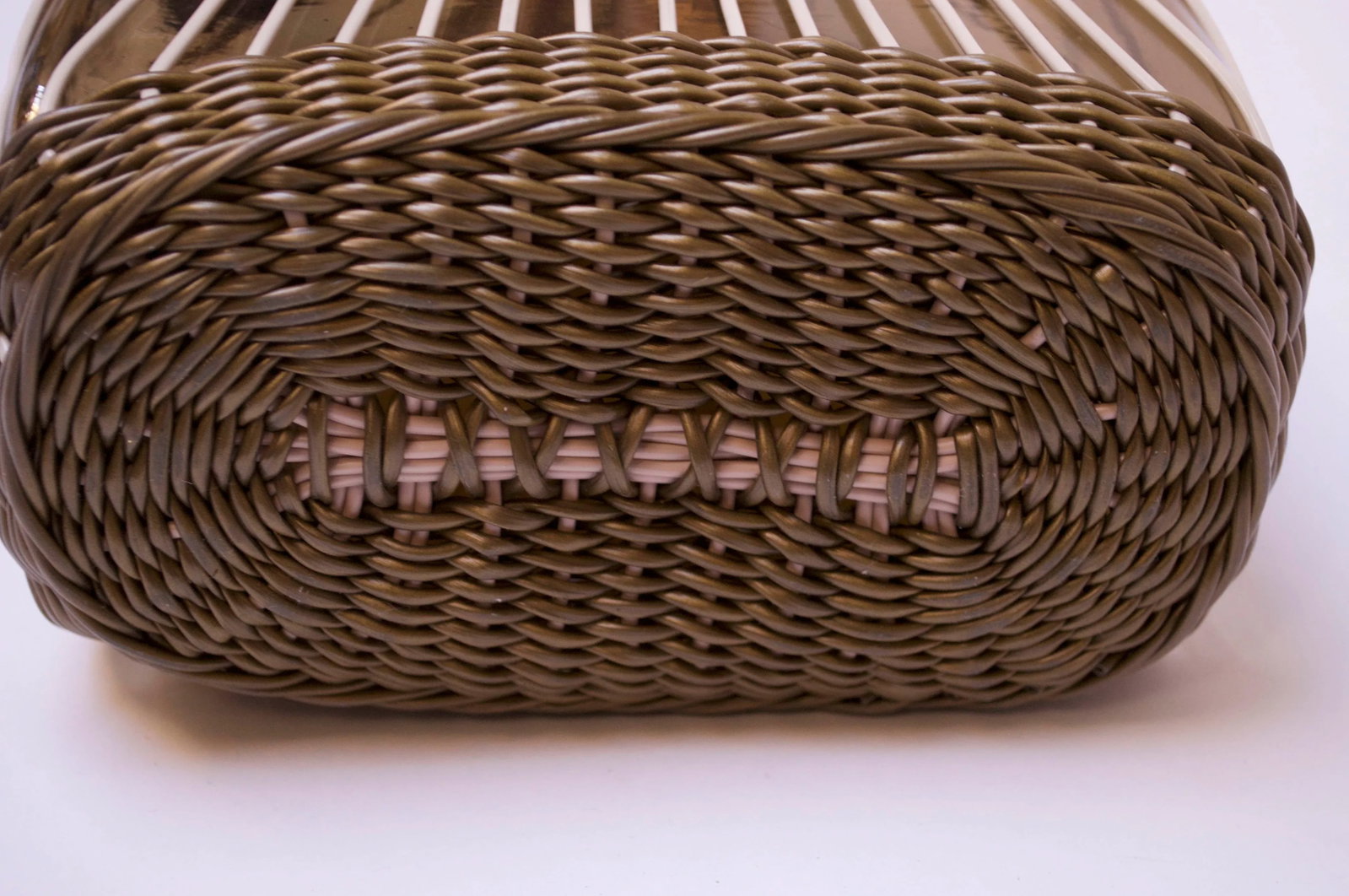Large Italian Modern Blown Glass Pitcher With Woven Rubber Webbing - 12