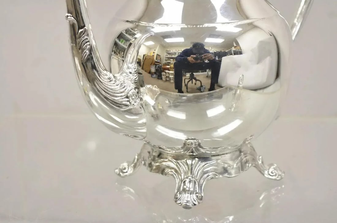 Vintage Fb Rogers Victorian Silver Plated Tea Set With Tilting Pot Set- 6 Pieces - 11