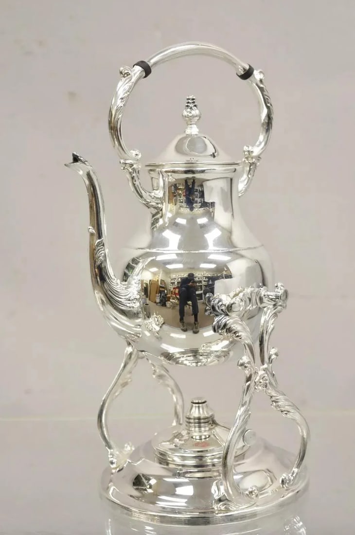Vintage Fb Rogers Victorian Silver Plated Tea Set With Tilting Pot Set- 6 Pieces - 12