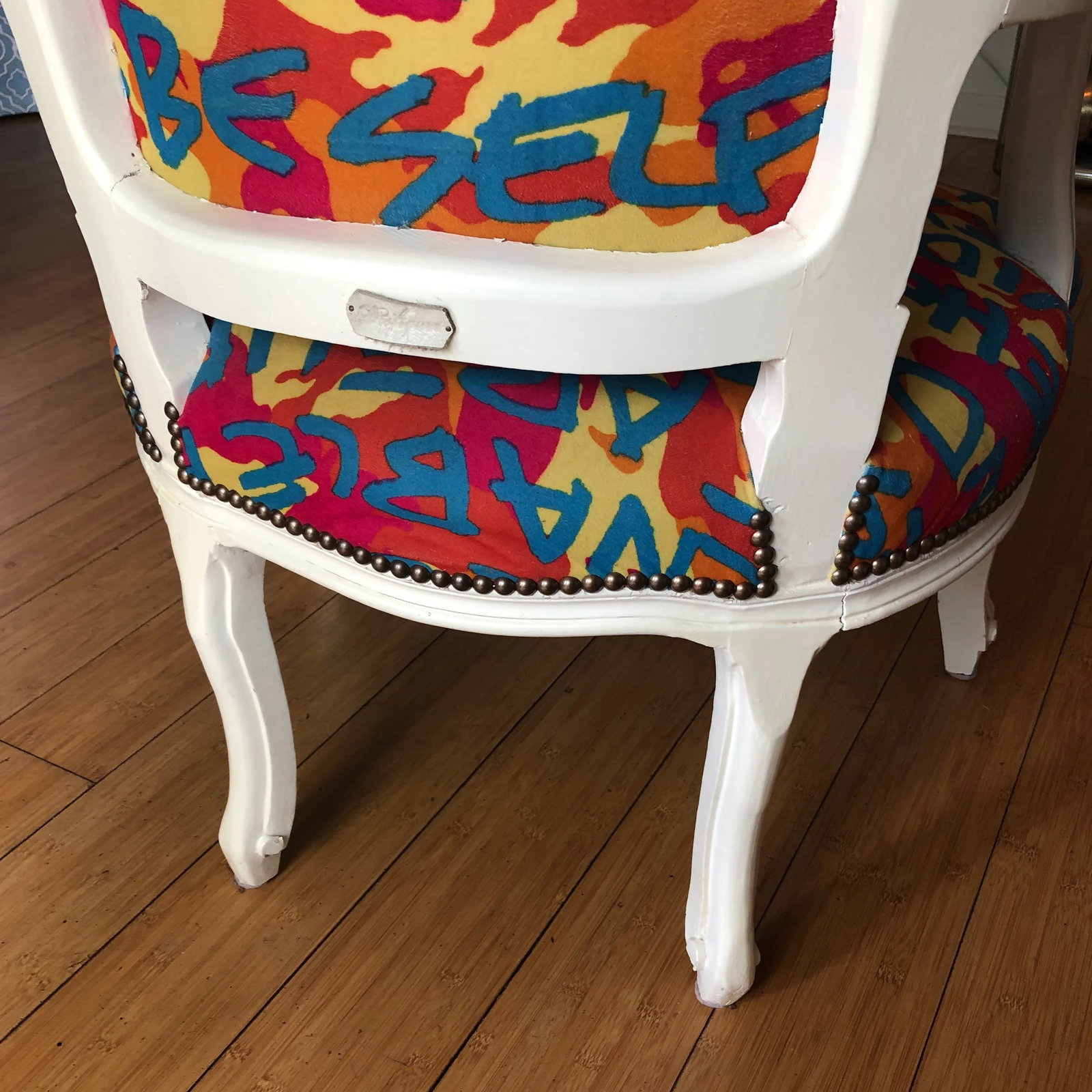 The Declaration of Independence Graffiti White Bergere Chair - 5