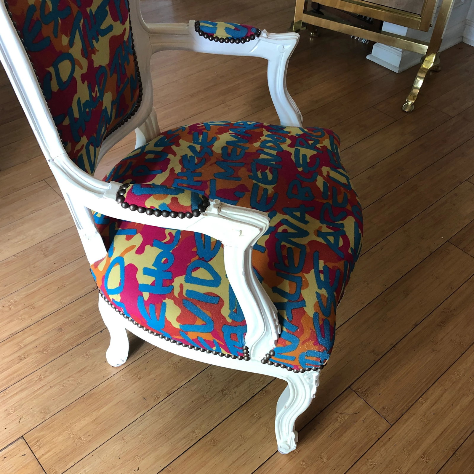 The Declaration of Independence Graffiti White Bergere Chair - 6