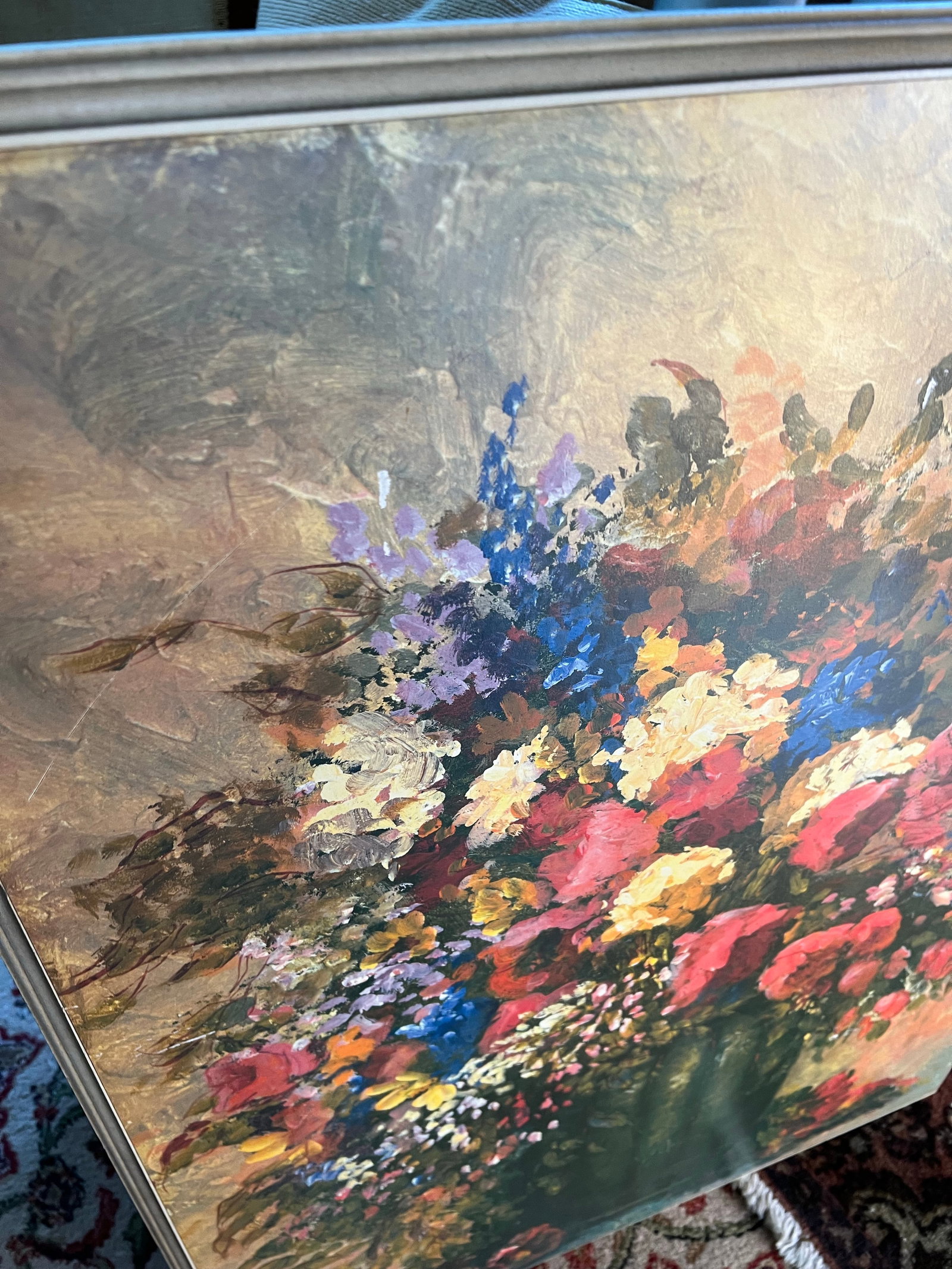 1970s Large Floral Print, Framed - 2