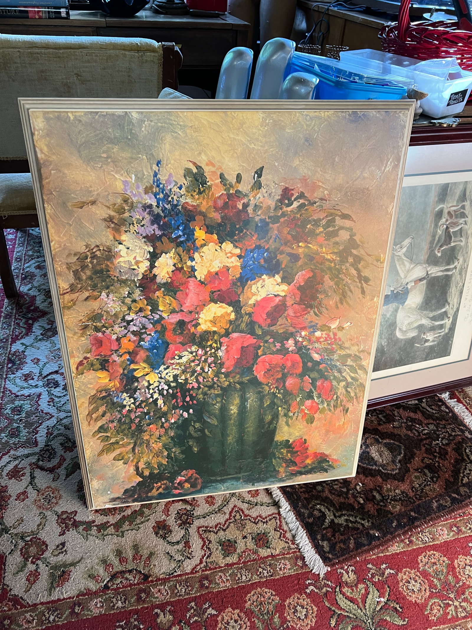 1970s Large Floral Print, Framed - 3