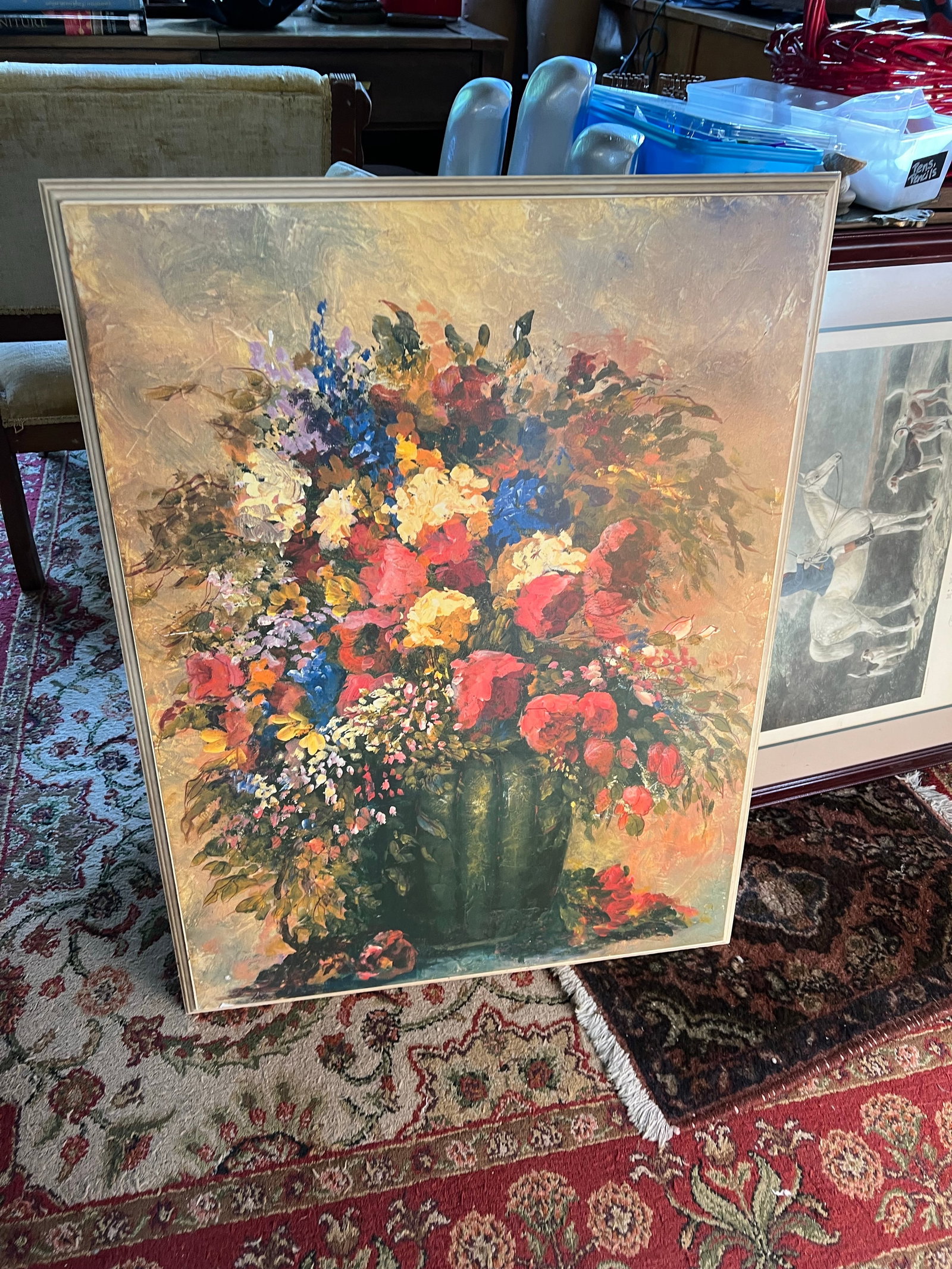 1970s Large Floral Print, Framed - 4