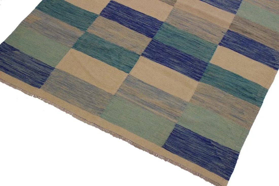 Abstract Tribal Hand-Woven Wool Kilim - 5'5'' * 7'10'' - 3