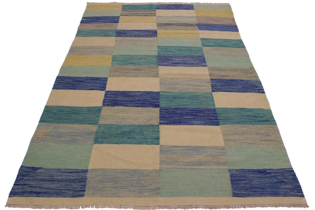 Abstract Tribal Hand-Woven Wool Kilim - 5'5'' * 7'10'' - 5