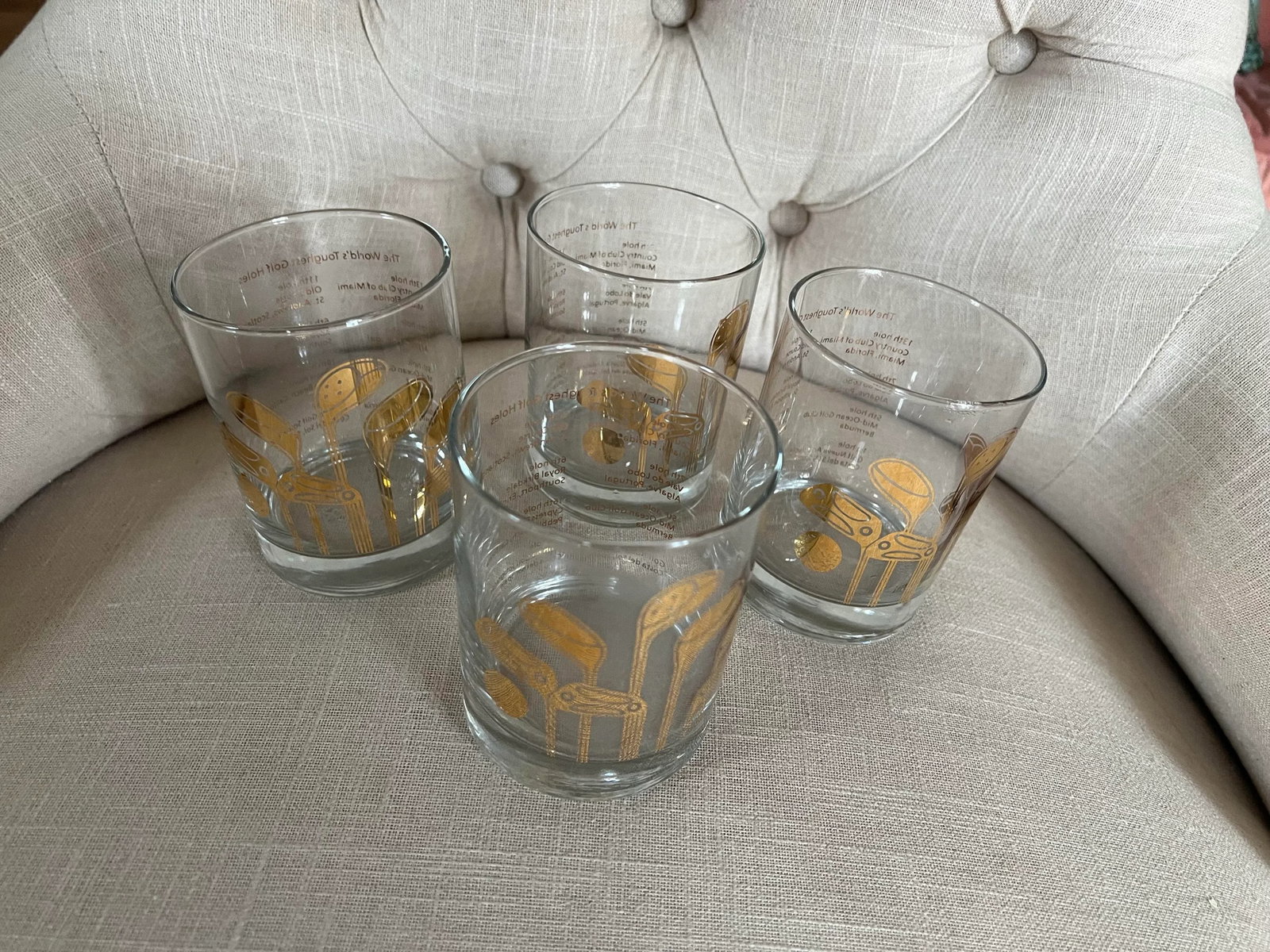 1970s Gold-Tone Golf Detailed Cups- Set of 4 - 3