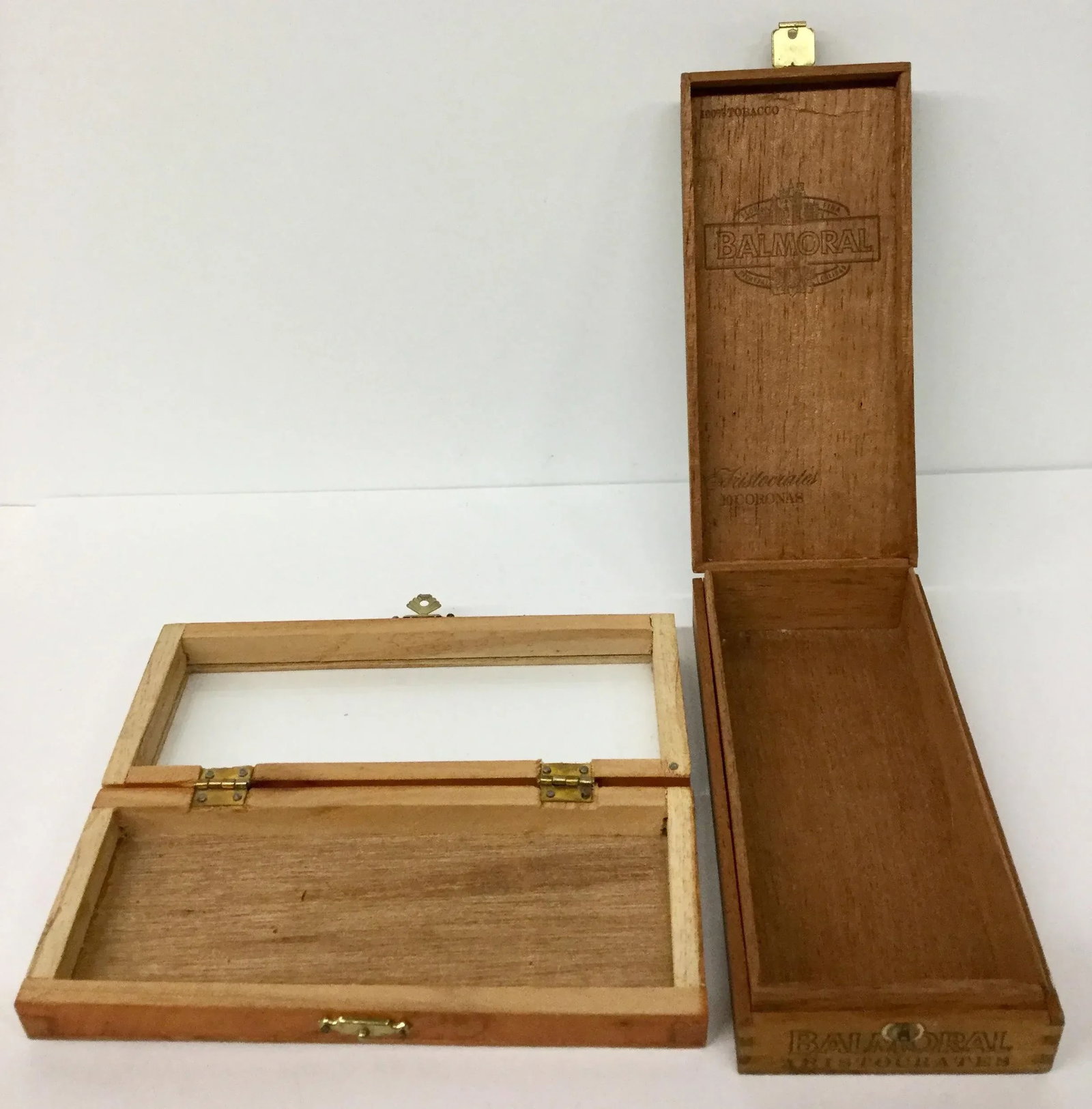 1960 English Traditional Cigar Boxes With Delftware Tile & Glass -a Pair - 7