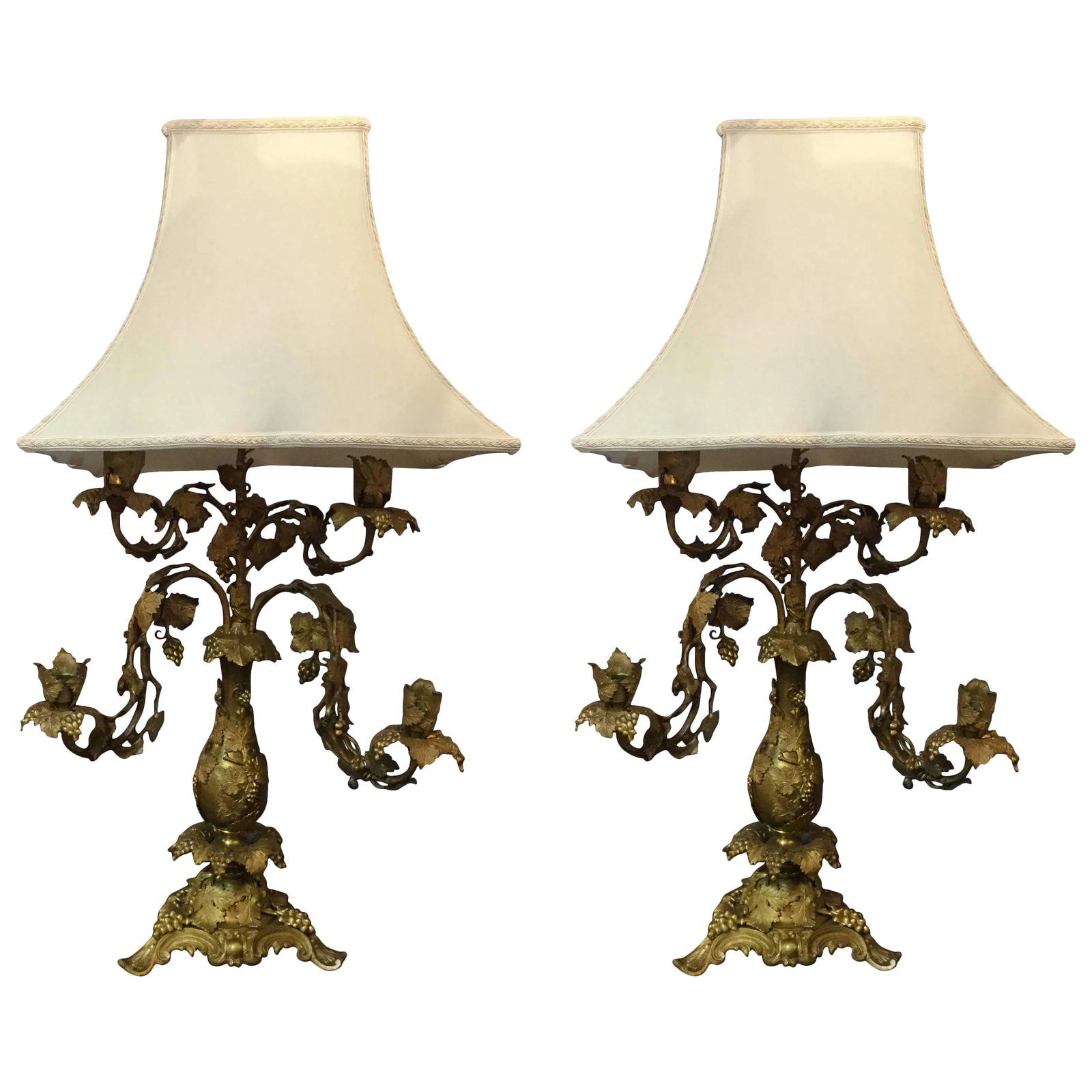 Antique French Bronze Lamps - a Pair (1 of 7)