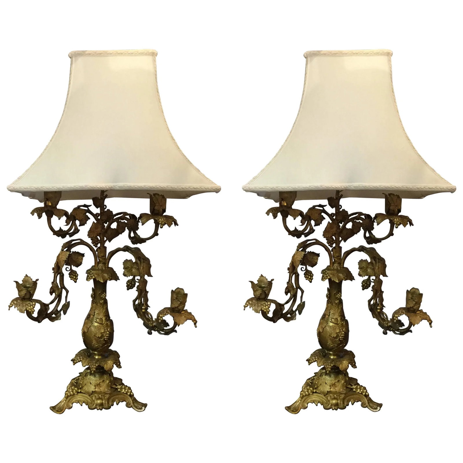 Antique French Bronze Lamps - a Pair - 7