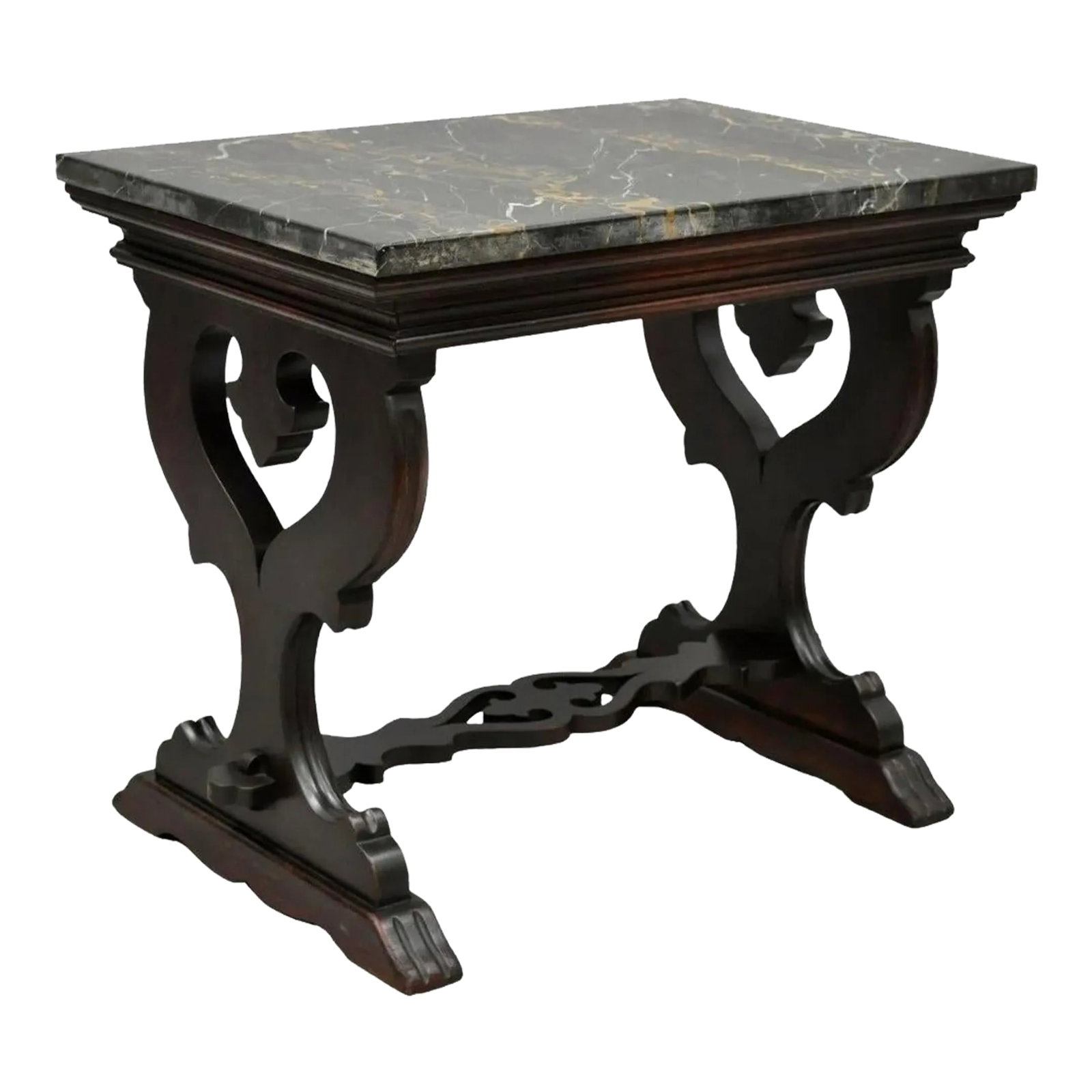 Antique Renaissance Style Carved Walnut Marble Top Side Table From Bloomingdales (1 of 10)