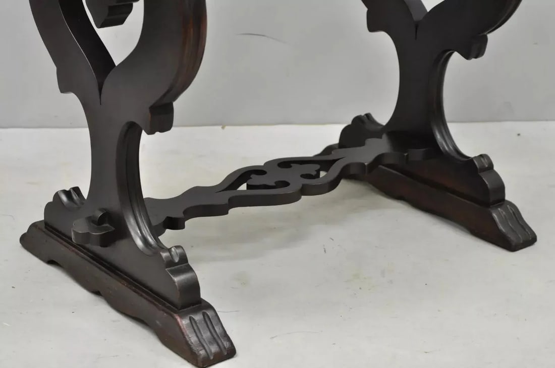 Antique Renaissance Style Carved Walnut Marble Top Side Table From Bloomingdales - 5