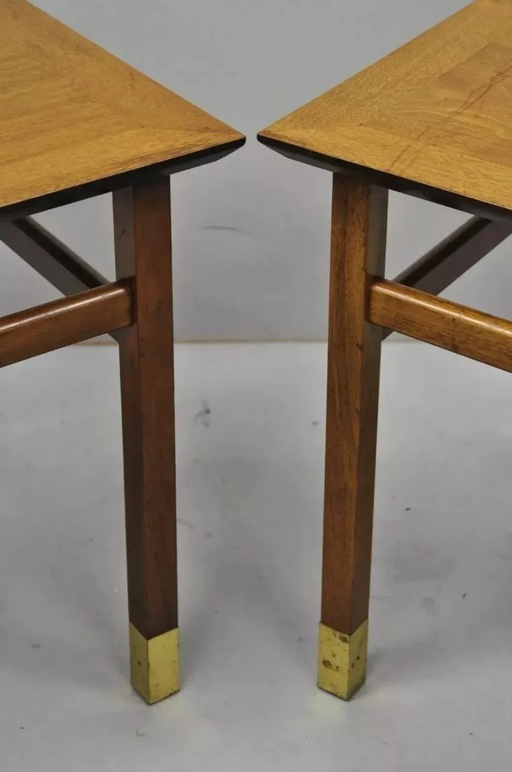 Mid 20th Century Mid Century Modern Walnut & Brass American of Martinsville End Tables - a Pair - 10